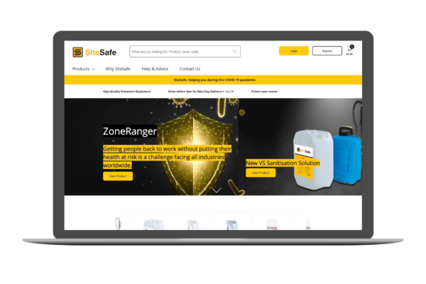 SiteSafe homepage on laptop