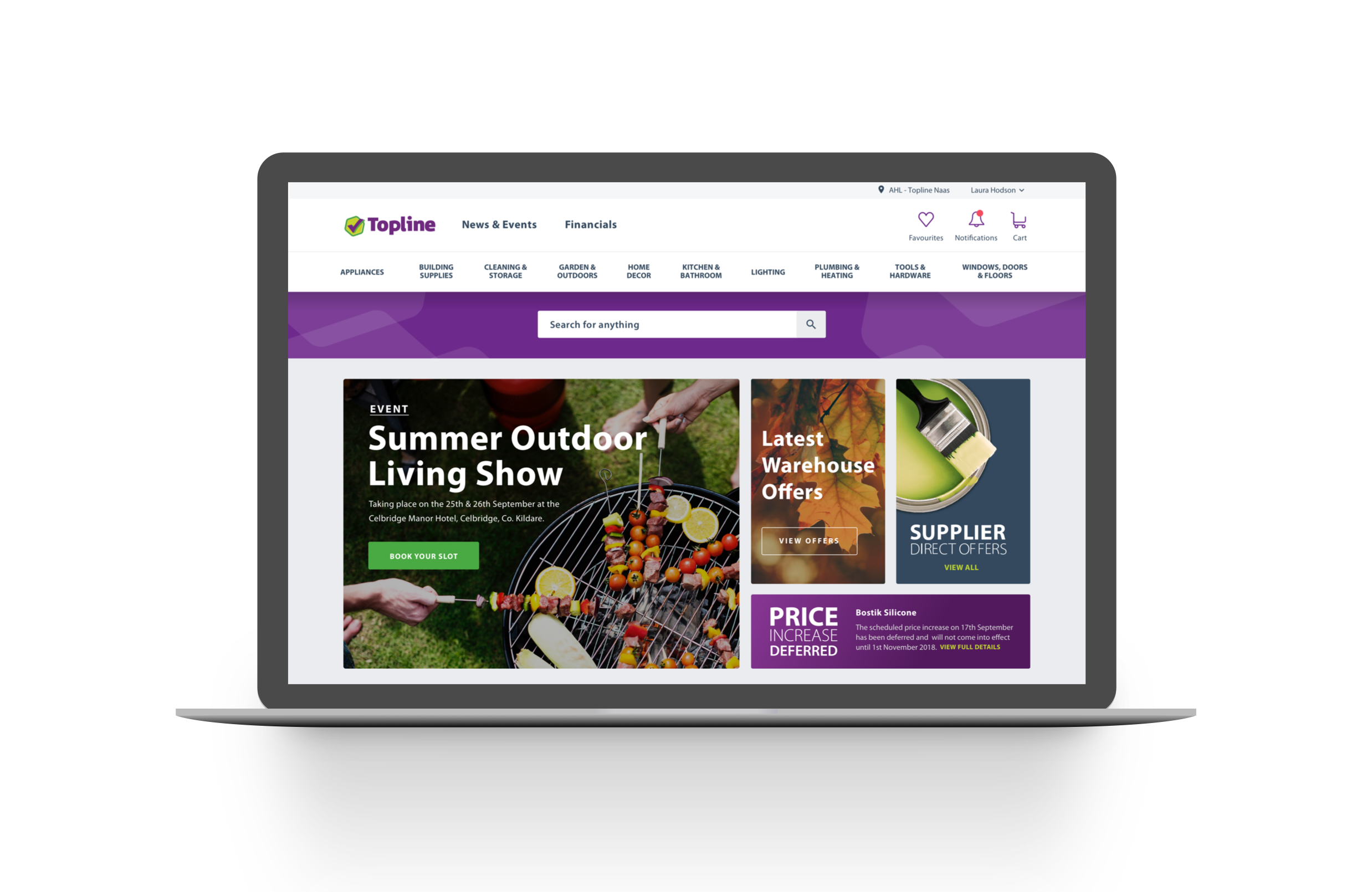 Topline homepage on a laptop