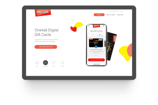 One4All homepage on a tablet