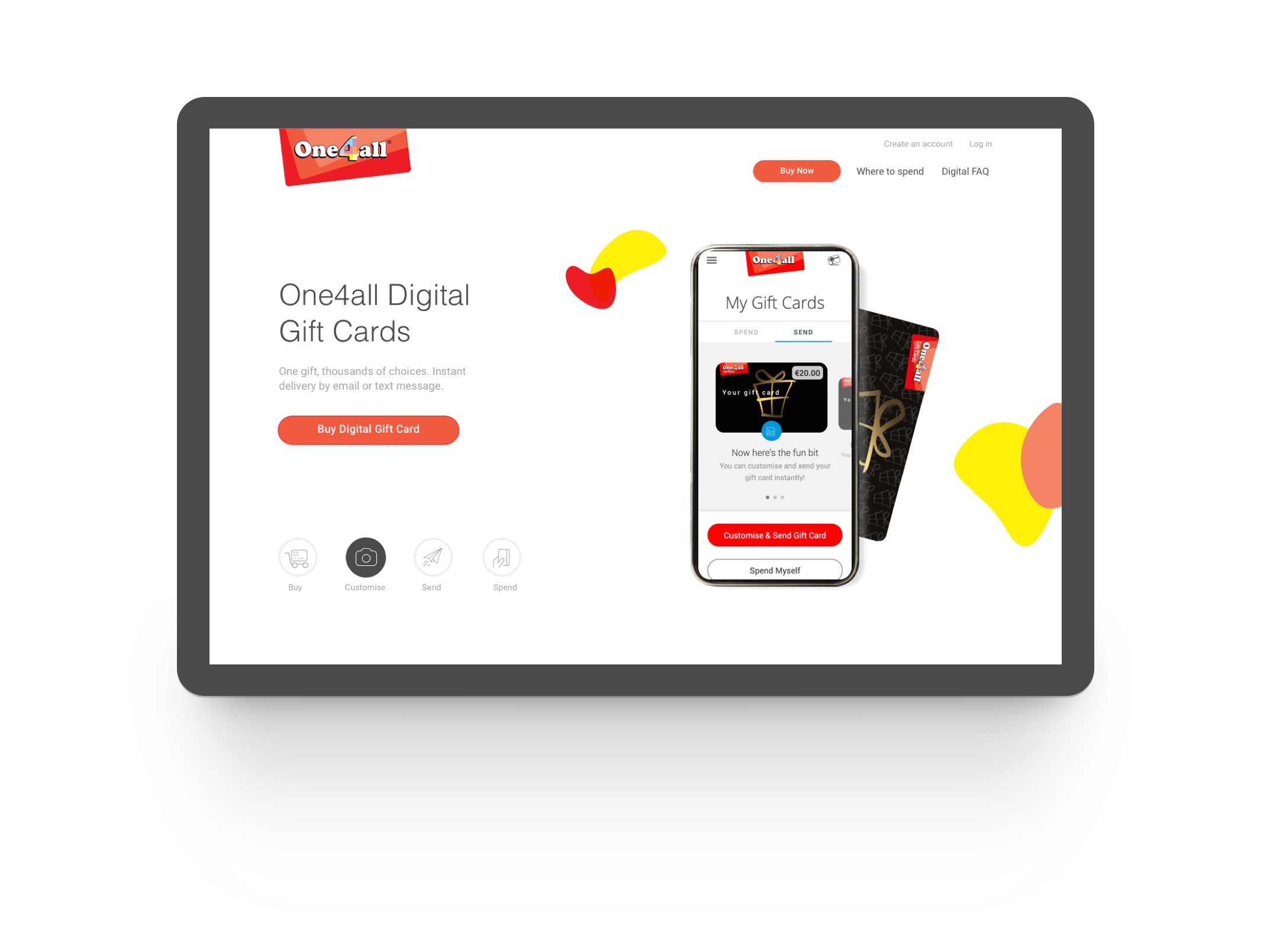 One4All homepage on a tablet