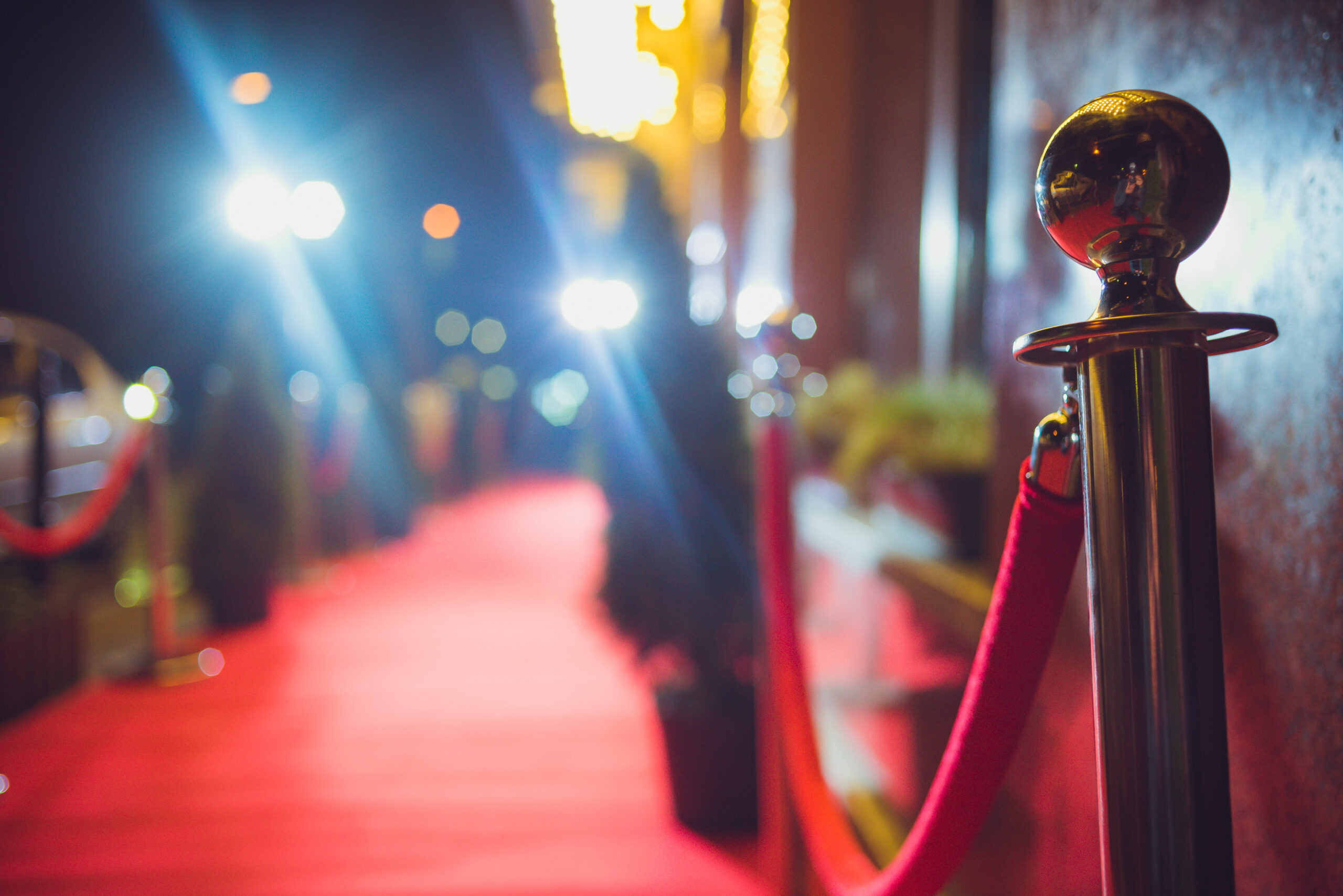 Rope at a red carpet event at night